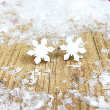 Load image into Gallery viewer, Snowflake Stud Earrings White