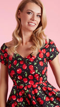 Load image into Gallery viewer, Lily Off Shoulder Cherry Swing Dress