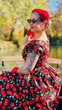 Load image into Gallery viewer, Lily Off Shoulder Cherry Swing Dress
