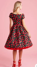 Load image into Gallery viewer, Lily Off Shoulder Cherry Swing Dress