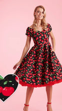 Load image into Gallery viewer, Lily Off Shoulder Cherry Swing Dress