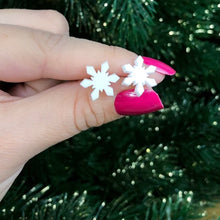 Load image into Gallery viewer, Snowflake Stud Earrings White