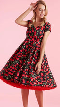 Load image into Gallery viewer, Lily Off Shoulder Cherry Swing Dress