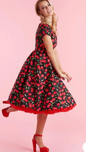 Load image into Gallery viewer, Lily Off Shoulder Cherry Swing Dress