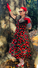 Load image into Gallery viewer, Lily Off Shoulder Cherry Swing Dress