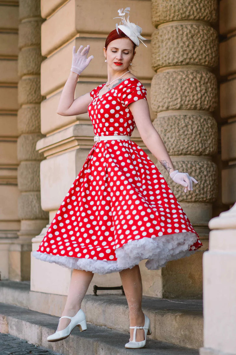 retro cherry dress Black vintage dress with cherry pattern petticoat dress "Leni"