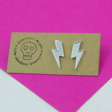 Load image into Gallery viewer, Lightning Bolt Stud Silver