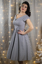 Load image into Gallery viewer, Lily Houndstooth Sleeved Full Circle Dress in Black/White