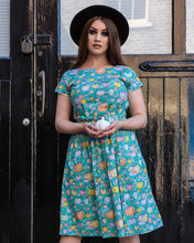 Load image into Gallery viewer, Halloween: Pumpkin Patch Stretch Belted Tea Dress with Pockets