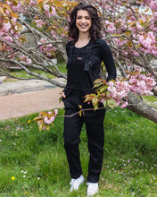 Load image into Gallery viewer, Black Stretch Denim Dungarees
