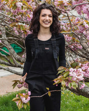 Load image into Gallery viewer, Black Stretch Denim Dungarees