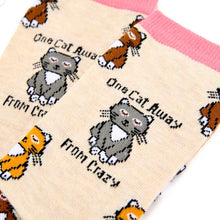 Load image into Gallery viewer, Ladies One Cat Away From Crazy Socks