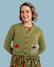 Load image into Gallery viewer, Run &amp; Fly x Katie Abey Mushroom Bois V-Neck Cropped Cardigan