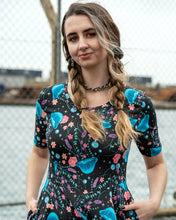 Load image into Gallery viewer, Rebel Romance Floral Jellyfish Fit &amp; Flare Skater Stretch Dress