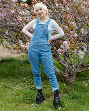 Load image into Gallery viewer, Light Blue Stone Wash Stretch Denim Dungarees