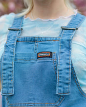 Load image into Gallery viewer, Light Blue Stone Wash Stretch Denim Dungarees