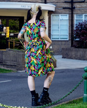 Load image into Gallery viewer, Black Tiger Lily Stretch Belted Tea Dress with Pockets