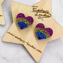 Load image into Gallery viewer, Rainbow Heart Stud Earrings Glitter
