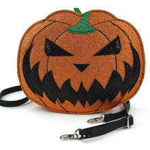 Load image into Gallery viewer, Two Faced Glitter Jack O Lantern Crossbody Bag