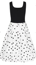 Load image into Gallery viewer, Amanda White &amp; Black Polka Dot Swing Dress