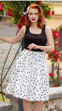 Load image into Gallery viewer, Amanda White &amp; Black Polka Dot Swing Dress