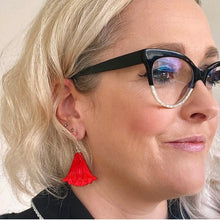 Load image into Gallery viewer, Erstwilder Lotus Mirror Drop Earrings Red
