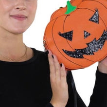 Load image into Gallery viewer, Two Faced Glitter Jack O Lantern Crossbody Bag