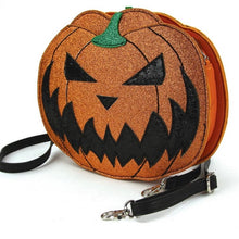 Load image into Gallery viewer, Two Faced Glitter Jack O Lantern Crossbody Bag