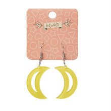 Load image into Gallery viewer, Erstwilder Crescent Moon Glitter Resin Drop Earrings - Yellow