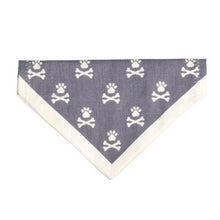 Load image into Gallery viewer, Dog Bandana Small Grey-Blue Paw &amp; Crossbones