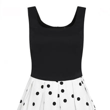 Load image into Gallery viewer, Amanda White &amp; Black Polka Dot Swing Dress